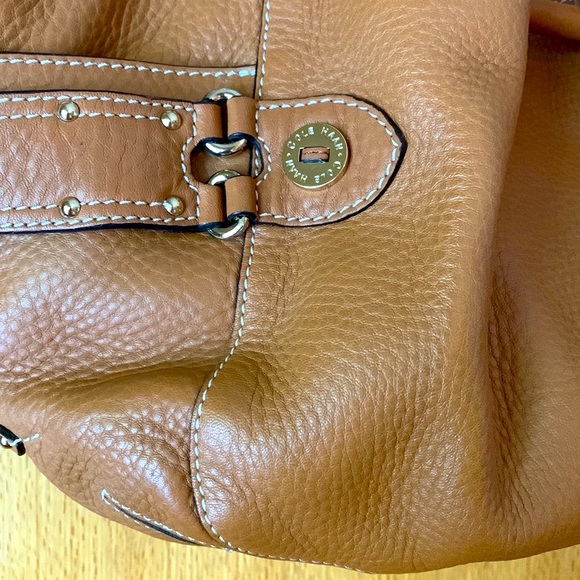 Cole Haan studded stitched designer camel tan leather hobo bag satchel purse EUC - Picture 3 of 15